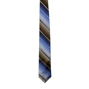 Perry Ellis Portfolio Mens Silk Neck Tie Blue Striped Career Office Quiet Luxury